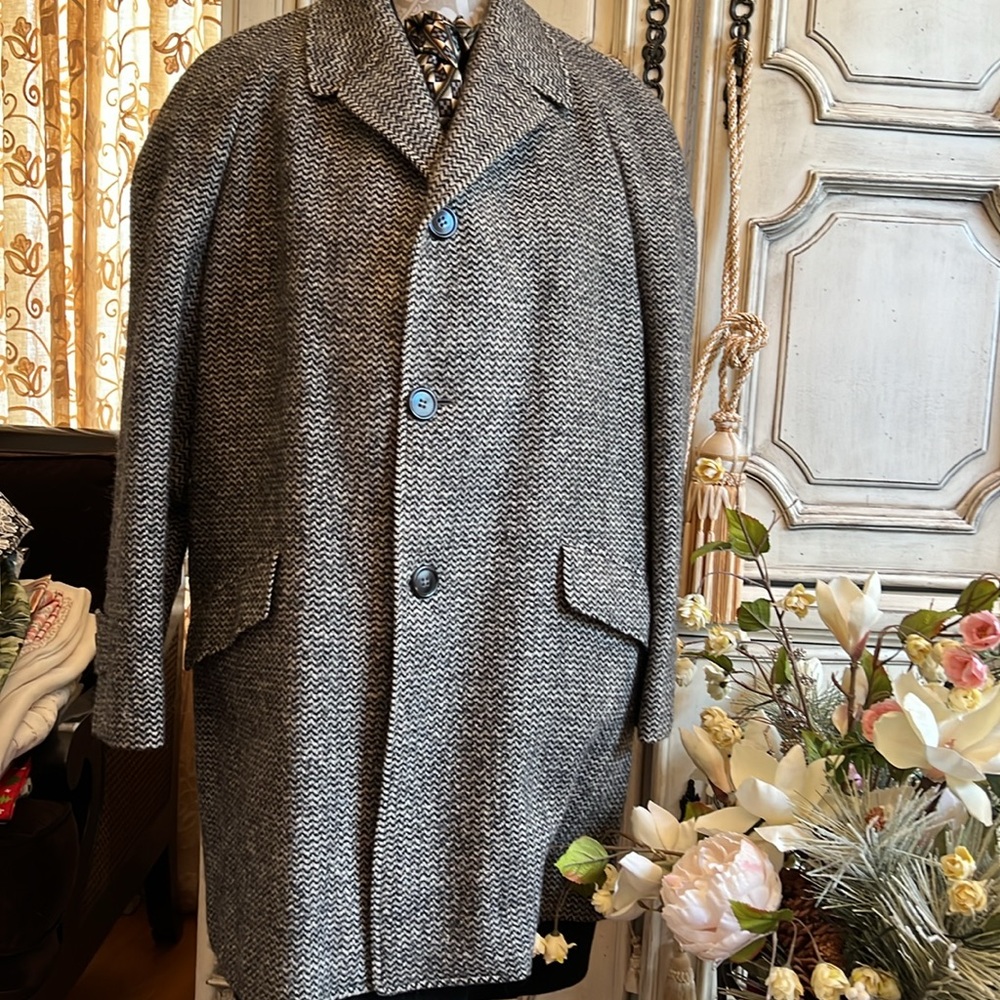 BRITISH TWEED CUSTOM TOP COAT MEN’S SZ XLG 44R FROM SAMUEL MARTIN LTD LONDON UK - Picture 4 of 14
